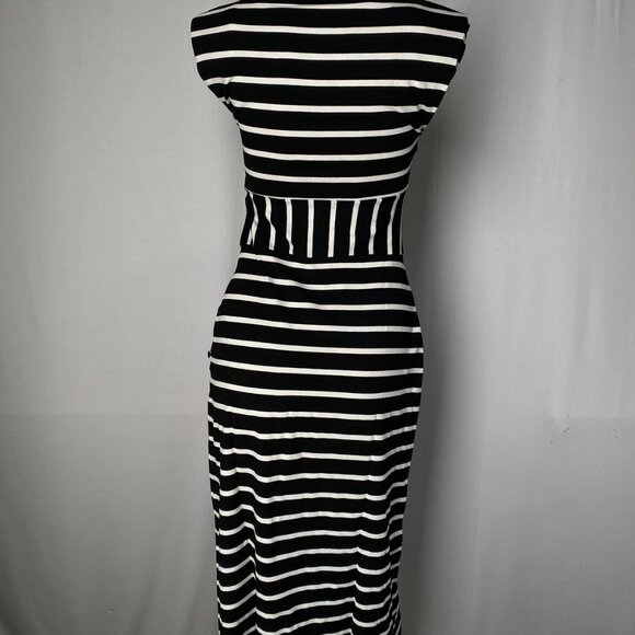 Kourbela Women's Midi Dress – Size M – Black/White – Sea Anchor Fold-Over Skirt - Picture 7 of 10